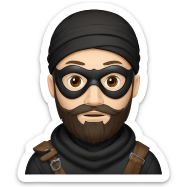  portrait of robber with scruffy beard with mask sticker