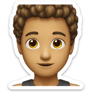 mellizos 8 años niño pelo castaño claro y niña 8 años pelo castaño oscuro rizado sticker