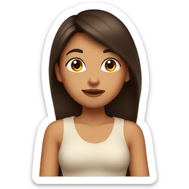 tan girl with straight dark brown hair blowing kiss sticker