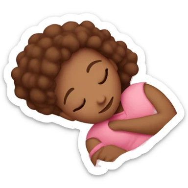 Light skin girl sleeping on her arm w pink blanket light brown hair sticker