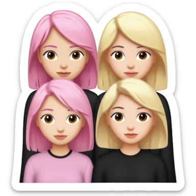 Girlfriend emoji - 5 white girlfriends, 1 with pale pink hair, 2 with black hair, 1 with medium blonde hair  sticker