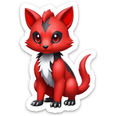 Cute cool black red animal hybrid Fakemon full body sticker
