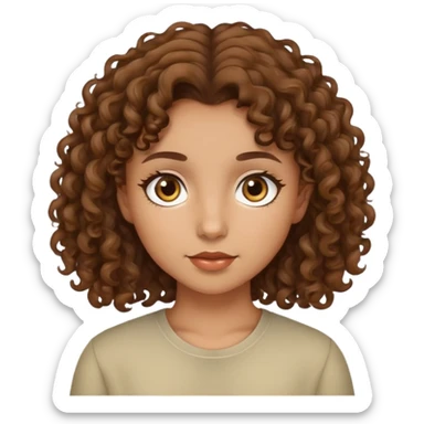 Girl with light olive skin with brown curly hair and light brown eyes  sticker