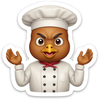 Ahora como una gallina con ropa de chef enojada sticker