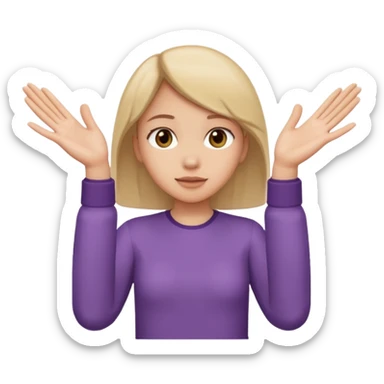 Girl with two hands in front out palms facing upwards and hands in front of her sticker