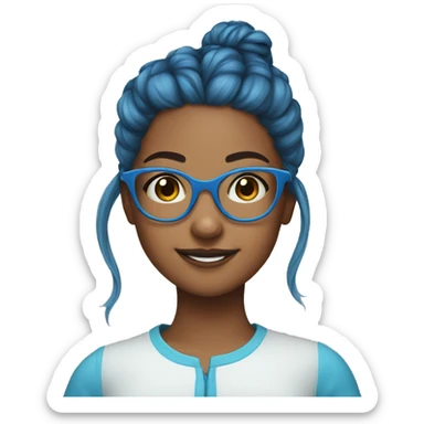 cute girl with blue glasses and bun hair sticker