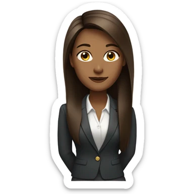 business woman long straight brown hair sticker