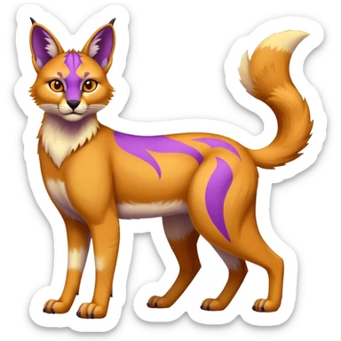 Neon-colored fantasy caracal-Coyote-marsupial-critter-vernid-fursona animal creature full body with intricate markings  sticker
