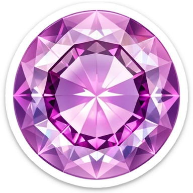 Round cut kunzite gemstone with holographic rainbow reflections, pink-purple crystal gem with brilliant facets sticker