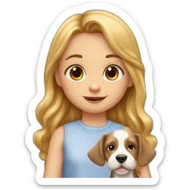 Petite fille qui fait un câlin à un gros chien  sticker