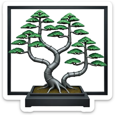 standing slanted bonsai trees rack made from titanium sheeting  sticker