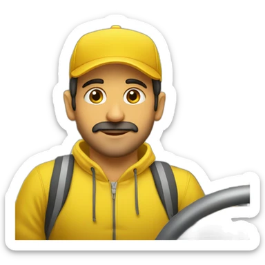 Armenian men in yellow clothing in the bus sticker