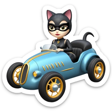 Hot rod Cat Woman’s antique futuristic Catmobile rc car  sticker