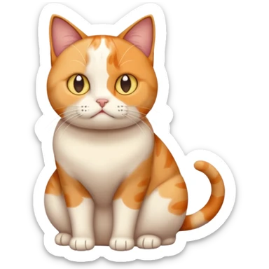 full body calico cat with skinny head and fat body with an anxious face sticker