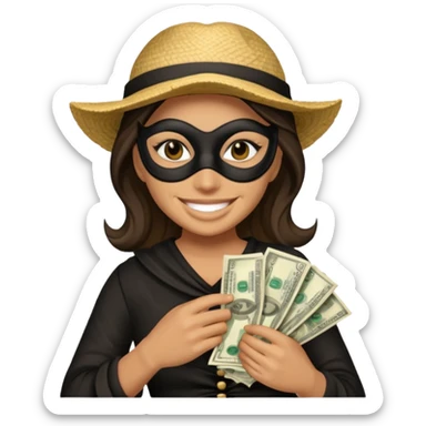 Robber emoji holding a 💰 wearing a mask that is made of robber dress sticker