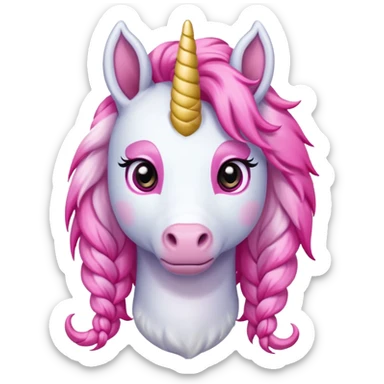 braided unicorn wiith big visible braids looking into the camera sticker
