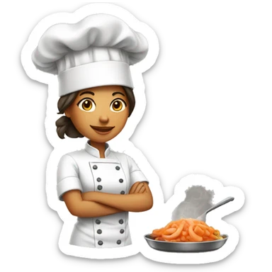 A chef  cooking her own food  sticker