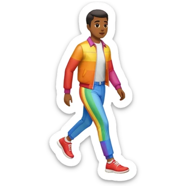  a person walking fast in gay clothing sticker