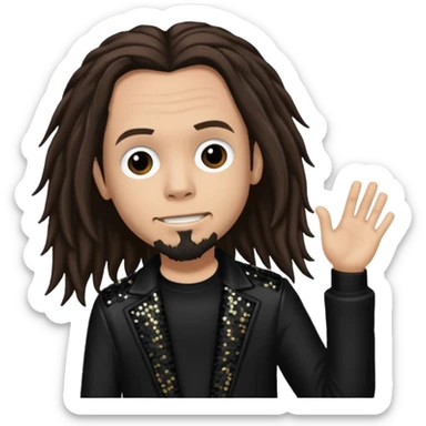 James Munky Shaffer from Korn with long dark brown hair, light tan skin, black sequin outfit sticker