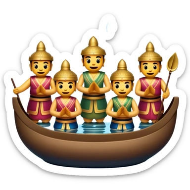 Cinematic Realistic Water Puppetry Emoji, depicted as a whimsical scene of traditional water puppets performing on a reflective water stage, rendered with vivid textures and dynamic playful lighting that captures its enchanting charm. sticker