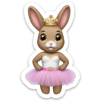 bunny stuffed animal with a tutu and a tiara sticker