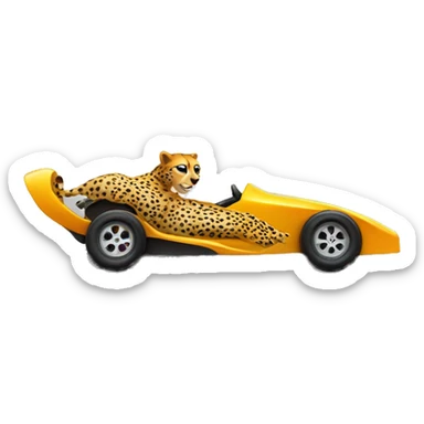 A cheetah in a race car driving down the road sticker