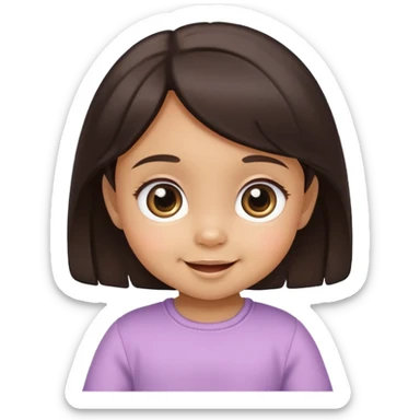 smiling baby girl with big eyes, medium skin tone, and dark hair sticker