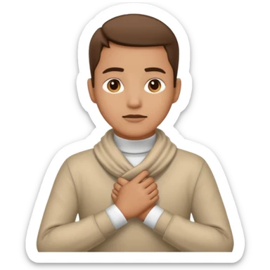 person with their hands around their neck, style 1 sticker