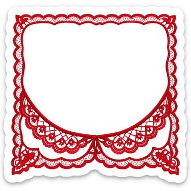 A simple red lace shawl with a delicate design sticker