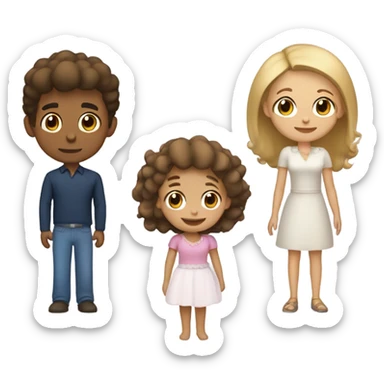 Puerto rican beard short brown hair  husband with blond long hair wife and brown long hair daughter Family  sticker