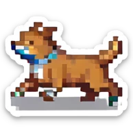 Toto the dog, pixel art, running animation frame sticker