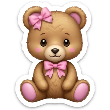 Cute teddy bear with a pink bow. sticker