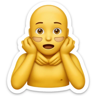 Yellow emoji doing choking emote with hands around neck sticker