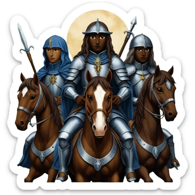 cinematic ultra HD, mysterios style, oil paint - The Four Horsemen of the Apocalypse, based on a graphic by Albrecht Dürer sticker