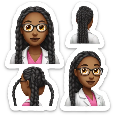 Black female scientist with box braids and pink accents sticker