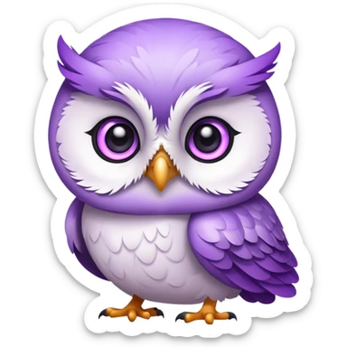 cute baby owl white purple sticker