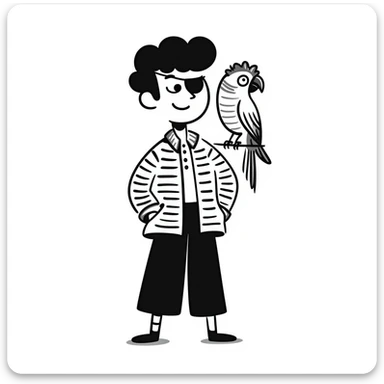 pirate with eye patch and parrot sticker