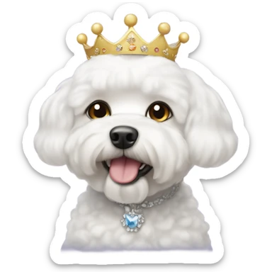 A Bichon Frise wearing a princess crown  sticker