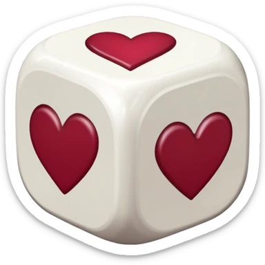 two dices in with burgundy red heart details sticker