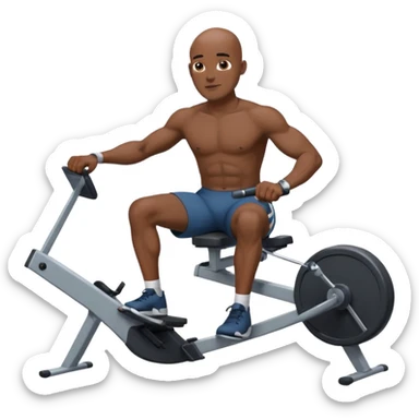 bald african american male on rowing machine sticker