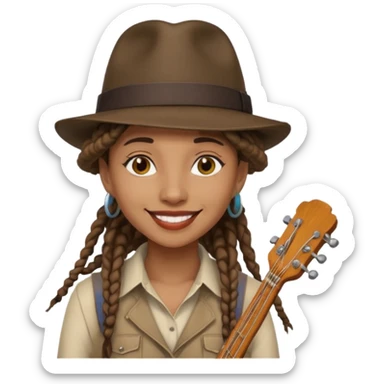 female Musician with dreadlocks and fedora sticker