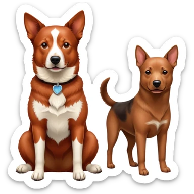 Adult Red heeler next to adult dark Labrador retriever  sticker