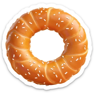 playful shiny golden simit bread sprinkled with sesame, 3D emoji style sticker