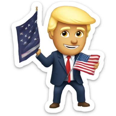 trump handing up us flag sticker