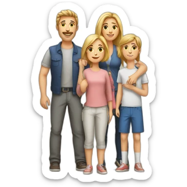 European Family with mum and dad and three boys sticker