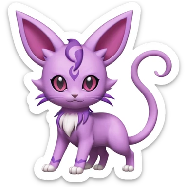 Purrloin-Espeon-Skitty-Pokémon-Fakémon-hybrid-creature (full body) sticker
