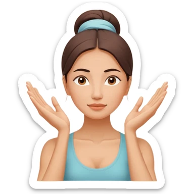 Minimal wellness-style emoji of a woman doing face yoga exercises, hands gently lifting and stretching facial muscles, calm and natural look, clear face yoga movement, simple and easy-to-understand icon, no beauty or medical elements

 sticker