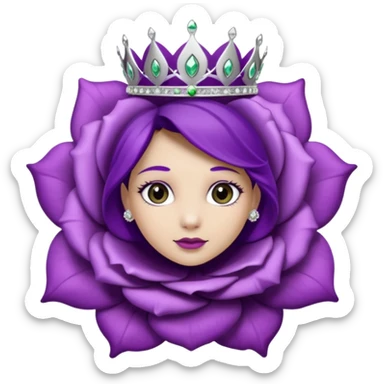 Purple rose flower, silver circle plaque, silver tiara sticker