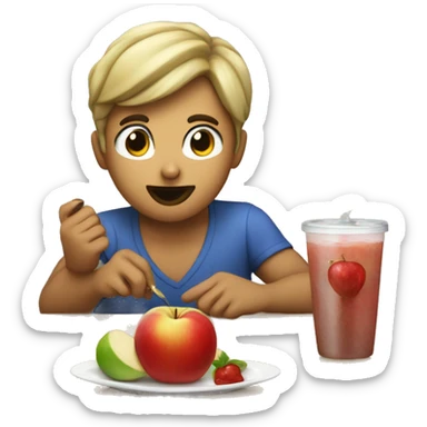 persona comiendo una manzana sticker