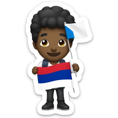 A Dominican man holding Dominican flag is boarding a plane with a Russian flag on it sticker